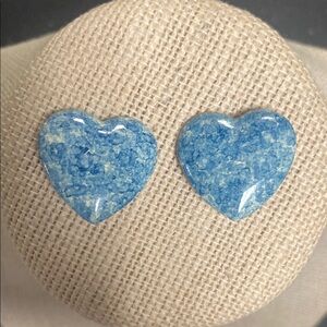 Blue Heart Vintage Clip Earrings